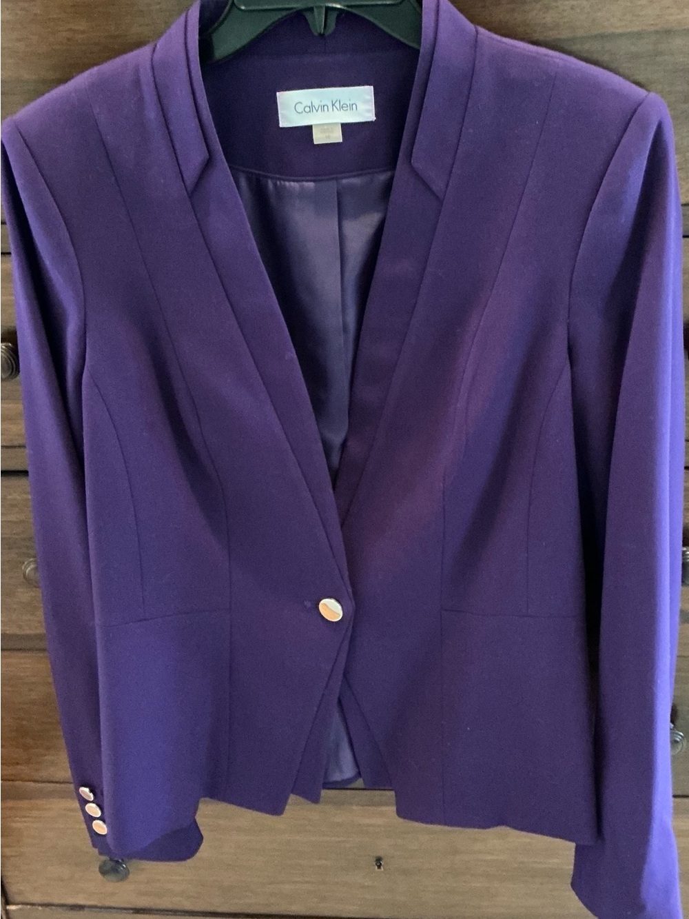Calvin Klein Purple Single-Button Tailored Blazer - Size 10